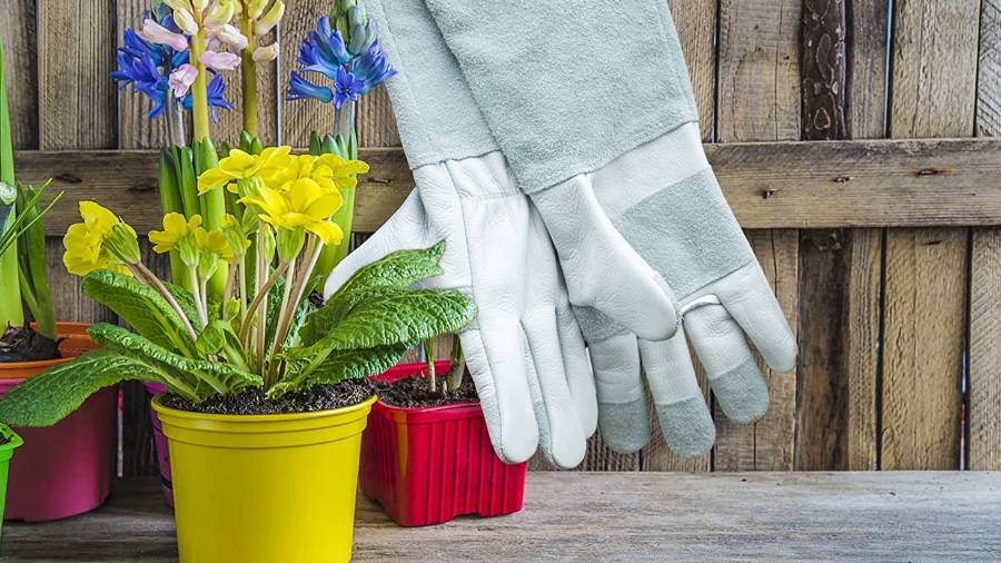 Gants de jardinage en cuir blanc XL Hodup